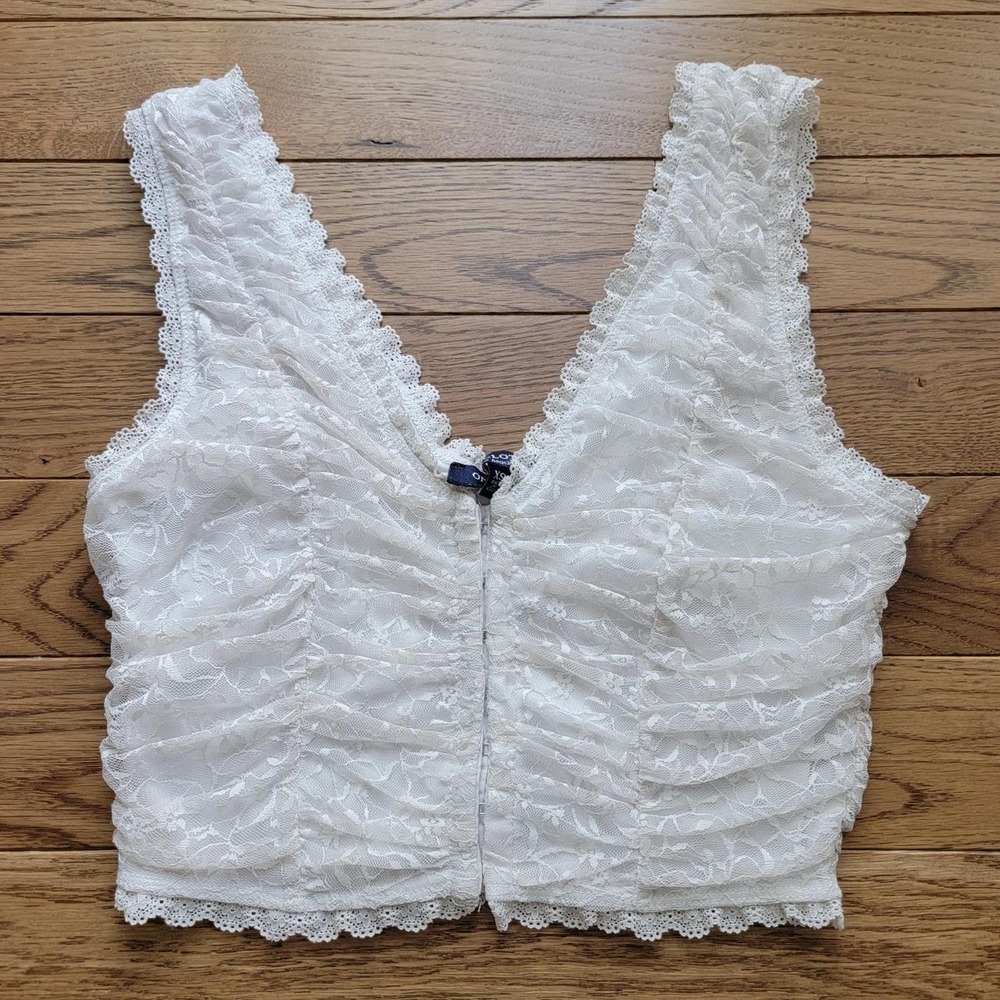 ONE CLOTHING Los Angeles Floral Lace Bralette Bra White XS Wireless Unlined